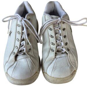 Women's Converse White Lace-up Tennis Shoes w/Silver Star Accent Size 9.5 (READ)